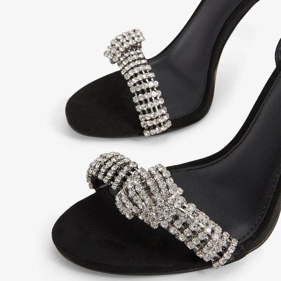 Rhinestone Embellished Knot Heeled Sandals - Picture 2 of 2